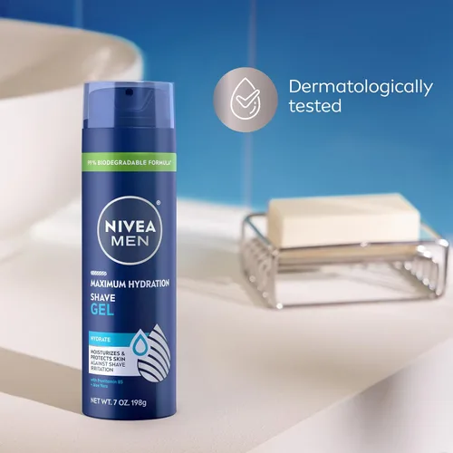 Vista 7 de NIVEA MEN Gel de afeitado de hidratación máxima con aloe vera y provitamina B5, paquete de 3 latas de 7 onzas