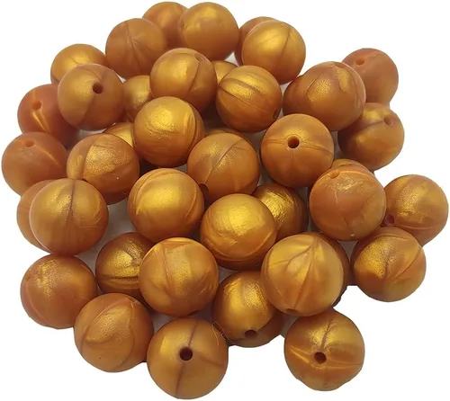 Vista 8 de 100 cuentas redondas de silicona doradas metálicas de 0.315 pulgadas de silicona sueltas para llavero, accesorio de joyería, manualidades