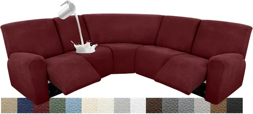 Vista 110 de Fundas para sofá modular reclinable, impermeable, en forma de L, lavable, para sofá reclinable en forma de L, súper elásticas, suaves, para esquinas