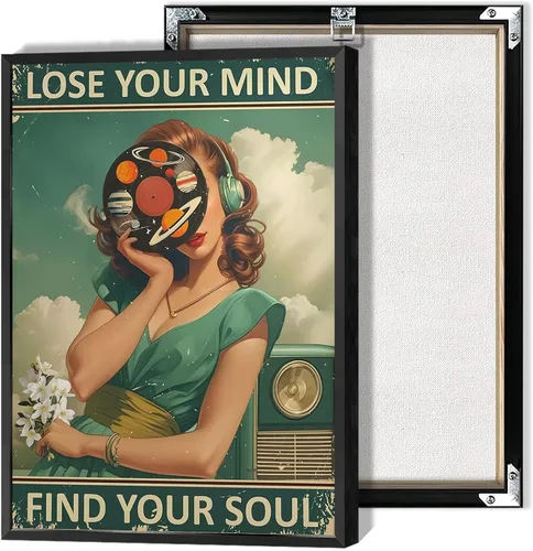 Vista 11 de Póster vintage con texto en inglés «Lose Your Mind Find Your Soul» («Lose Your Mind Find Your Soul») con cita inspiradora, arte de pared, arte