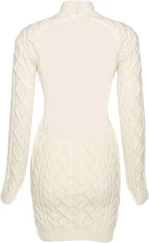 Vista 6 de Vestido ajustado para mujer, estilo casual, de color sólido, sin espalda, sin espalda, de manga larga, mini vestido corto lápiz