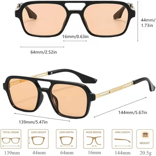 Vista 4 de BAWUYI Gafas de sol estilo aviador cuadradas retro de los años 70 para mujeres y hombres, de moda, vintage, planas, estrechas, tintadas, UV400