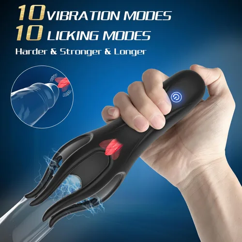 Vista 3 de Masturbador masculino Juguetes sexuales para hombres, vibrador de pene masculino para hombres con lamer la lengua, Masterbater Juguete sexual