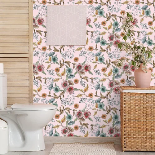 Vista 4 de VEELIKE Buzzing Bees Daisy - Papel tapiz floral de margaritas removible para dormitorio, habitación de niñas, guardería, 17.7 x 118 pulgadas, papel