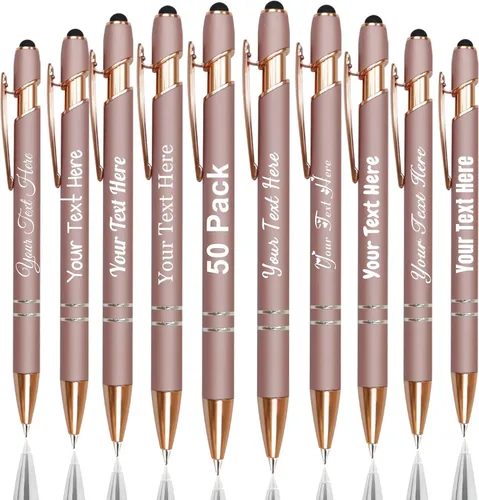 Vista 44 de Hasta 300 bolígrafos personalizados a granel con nombre personalizado con grabado gratis, puntas de lápiz capacitivo grabado, bolígrafo