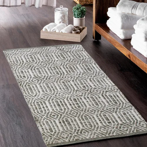 Vista 13 de Chardin home Alfombra bohemia con diamantes de 20 x 32 pulgadas, color marfil y negro, con flecos tejidos a mano, perfecta para entrada, felpudo