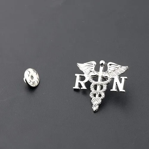 Vista 5 de Broche de etiqueta para enfermera, broche de RN, emblema de enfermera, para medicina, caduceo, ángel, regalo de enfermería para médico, enfermera