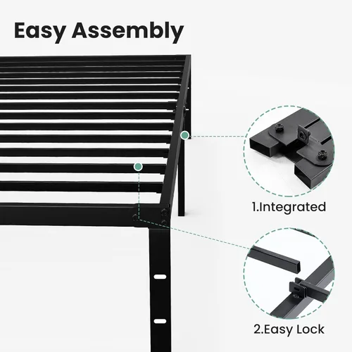 Vista 7 de OLIXIS Marco de cama individual resistente con plataforma de metal de 12 pulgadas, estabilidad mejorada y sin ruido, almacenamiento debajo