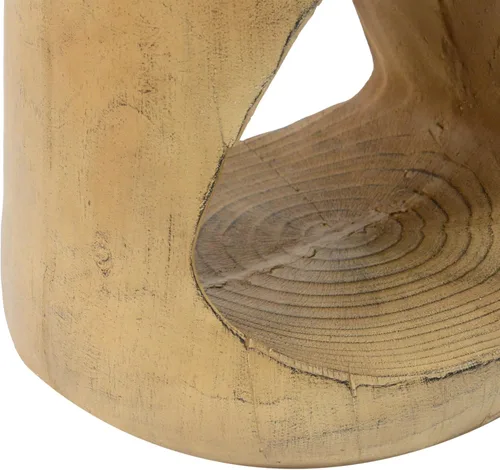 Vista 5 de SSLin Mesa auxiliar redonda hueca, mesa auxiliar de grano de madera marrón envejecida, mesa auxiliar de óxido de magnesio totalmente montada, mesa