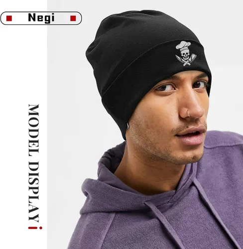 Vista 6 de Negi Gorro de punto con diseño de calavera para hombre y mujer, calavera 11