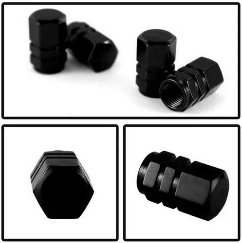 Vista 4 de Tapas para válvulas de neumático de aluminio estilo carrera tuner de iJDMTOY (4), Negro