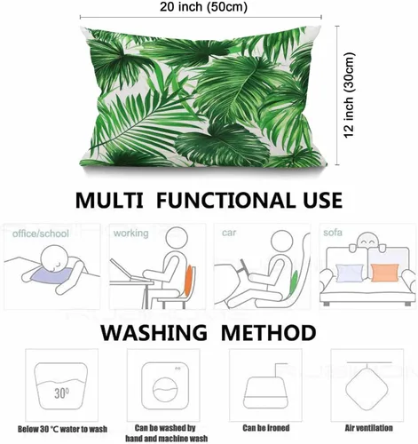 Vista 3 de Smooffly Funda de almohada rectangular oblonga estilo granja con palmeras, hojas vívidas y realistas de crecimiento de palmeras, temática