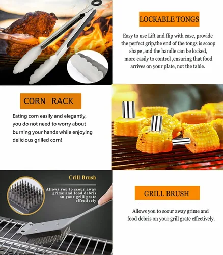 Vista 7 de MUJUZE - Accesorios para parrilla, regalos de barbacoa para hombres, juegos de parrilla para papá, accesorios de barbacoa con delantal para papá