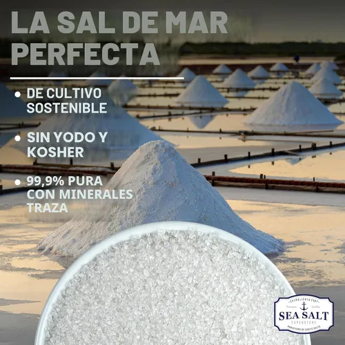 Vista 3 de Sea Salt Superstore Sal marina gruesa para recambio de molinillo, grano grueso kosher, sal baja sin refinar no yodada para cocinar, rica