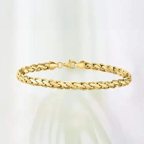 Vista 2 de Ross-Simons 10kt Yellow Gold Curved-Link Bracelet