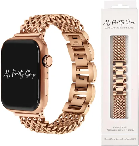 Vista 9 de Compatible Apple Watch Band Strap, Stainless Steel Fashion iWatch Replacement Strap- Easy Resizing, No Tool Needed, Fits Most Wrists- Series 1-11