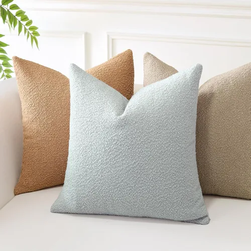 Vista 7 de OTOSTAR Paquete de 2 fundas de almohada cuadradas con textura de boucle, fundas de almohada cuadradas, acogedoras, suaves, decorativas, para sofá