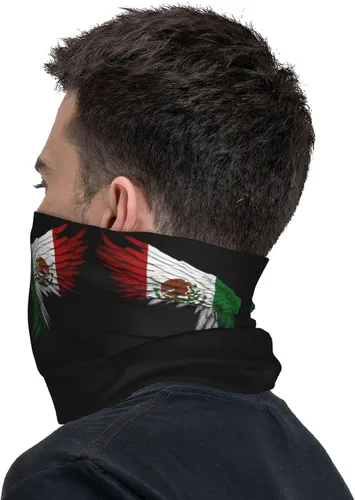 Vista 9 de Pasamontañas con alas de bandera mexicana mexicana, bandana para el cuello, polaina para el cuello, máscara facial para hombres y mujeres