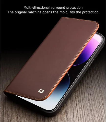 Vista 6 de COOVS Funda tipo cartera para iPhone 14/14 Plus/14 Pro/14 Pro Max, funda con cierre magnético de piel auténtica de alta calidad, con bloqueo RFID