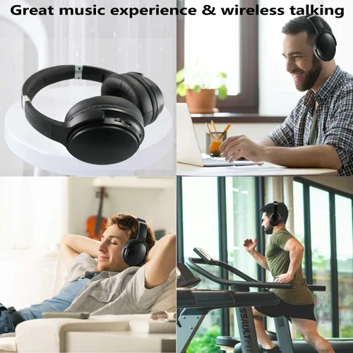 Vista 8 de EXMAX H5 Auriculares Bluetooth sobre la oreja ANC estéreo de alta fidelidad inalámbricos/con cable + micrófono plegables cómodos orejeras