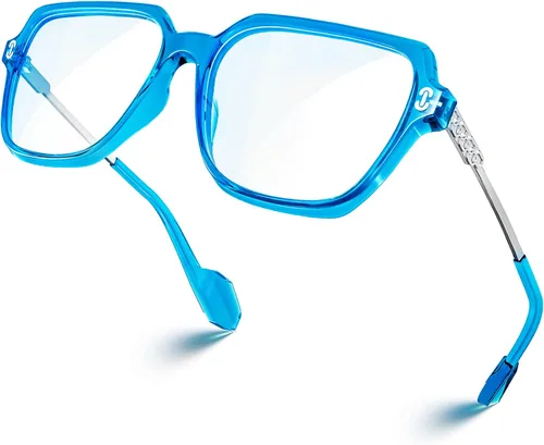 Vista 17 de VISOONE - Paquete de 2 anteojos de bloqueo de luz azul de gran tamaño con elegante marco cuadrado TR90 y patillas metálicas para mujeres y hombres
