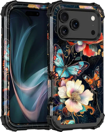 Vista 15 de Miqala Funda para iPhone 12, iPhone 12 Pro, que brilla en la oscuridad, tres capas, resistente a los golpes, protección de plástico duro + funda