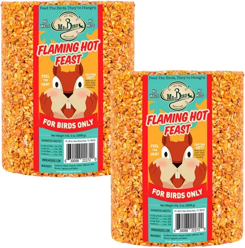 Vista 5 de Mr. Bird Flaming Hot Feast - Cilindro de semillas de pájaro picante, 1 paquete, 1 libra 3 onzas