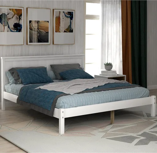 Vista 14 de Base de cama espresso de 300 libras, resistente, de madera dura, con cabecero, no necesita somier (expreso, tamaño individual)