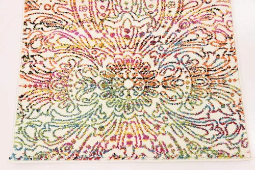 Vista 6 de Unique Loom colección Lyon - Alfombra abstracta y moderna, Polipropileno, Marfil/rojo