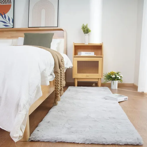 Vista 20 de Ghouse Alfombra ultrasuave de pelo sintético de conejo 2x3, alfombras lavables a máquina para dormitorio, alfombras esponjosas para sala de estar