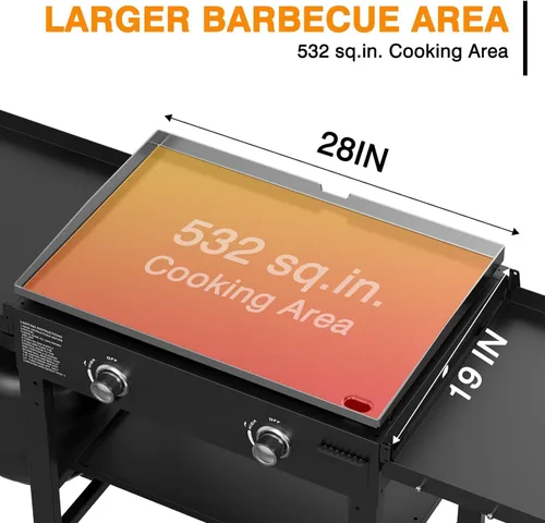 Vista 6 de Parrilla plegable de 2 quemadores de gas, parrilla de propano desmontable de acero inoxidable de 28 pulgadas, parrilla de barbacoa plana de 30,000