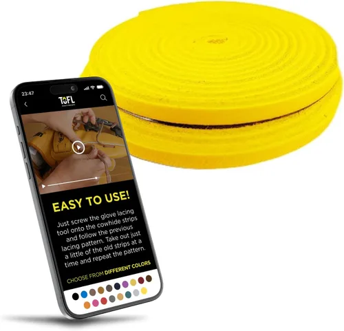 Vista 17 de TOFL Kit de Cordones para Guante de Béisbol Cordones de Cuero para Reparación de Guantes de Béisbol y Sóftbol - Tiras de 72 Pulgadas de Largo
