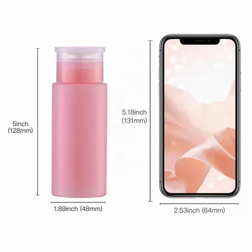 Vista 5 de 3 botellas removedoras de esmalte de uñas, dispensador de alcohol con bomba de empuje de 5.3 onzas, recipientes vacíos de acetona de maquillaje 3rosa