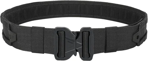 Vista 3 de YAKEDA - Cinturón táctico de batalla con bolsas, cinturón de liberación rápida para Airsoft, cinturones resistentes Negro