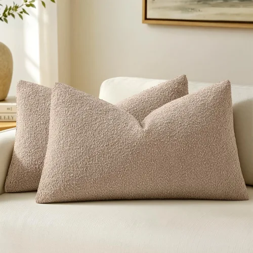 Vista 38 de MIULEE - Fundas de almohada decorativas para sofá lumbar de 16 x 16 pulgadas, color beige Set of 2 Textured Neutral Throw Pillow Covers, Accent