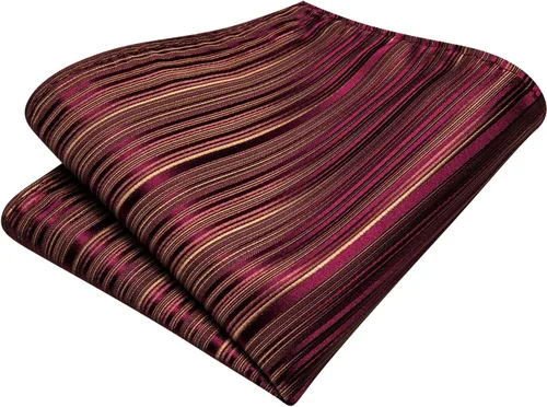 Vista 122 de Hi-Tie Corbatas de seda para hombre, diseño de cachemira a rayas, con bolsillo, gemelos cuadrados, conjunto formal de negocios