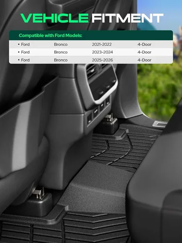 Vista 3 de YHTAUTO Alfombrillas automotrices para Ford Bronco 2021-2026 (4 puertas) TPE All Weather Car Mats, Anti-Slip & Custom Fit Floor Liners Cargo Mat