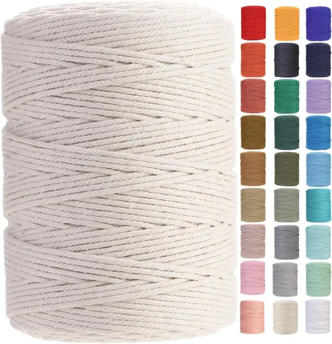 Vista 21 de Cuerda de macramé de 2 mm x 349 metros de cuerda de algodón natural para macramé, cuerda de macramé de color, cuerda de algodón suave, suministros
