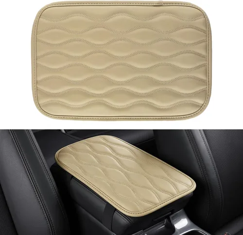 Vista 21 de Amiss Funda para consola central de automóvil, cojín de reposabrazos de automóvil de cuero mejorado con 2 bolsillos de almacenamiento, almohadilla