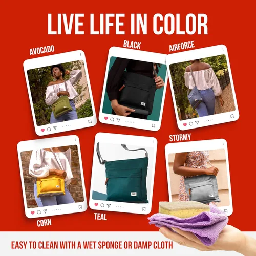 Vista 6 de ORI LONDON Bolsos cruzados medianos de nailon para mujeres y hombres - Bolso cruzado pequeño con cremalleras gruesas - The Kennington