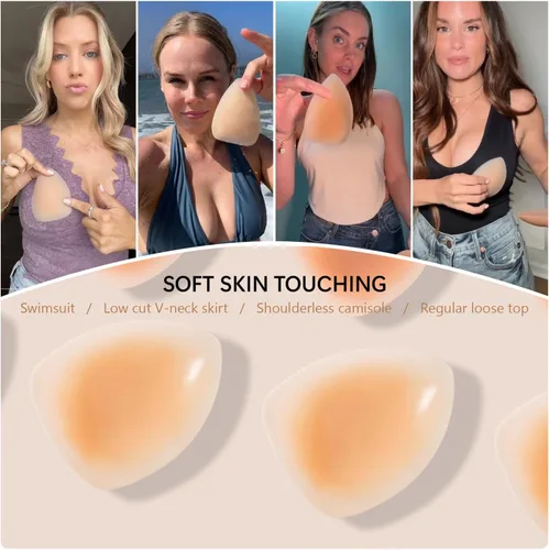 Vista 6 de ENBAB Nipple Covers for Women, Reusable Adhesive Silicone Bra Pasties for No Show Strapless Dress