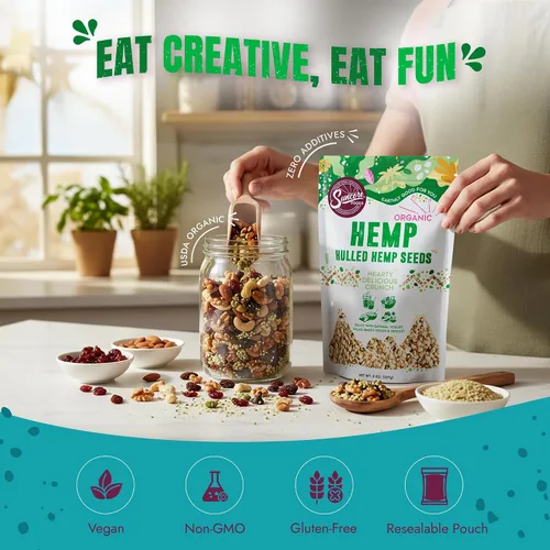 Vista 5 de Suncore Foods Semillas de cáñamo orgánico 8oz Superalimento Sin gluten