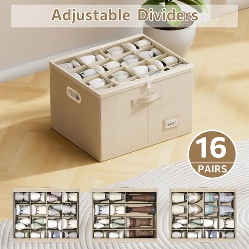 Vista 5 de Organizador de zapatos para armario, contenedores grandes de almacenamiento de zapatos con ventana transparente, contenedor de zapatos que ahorra