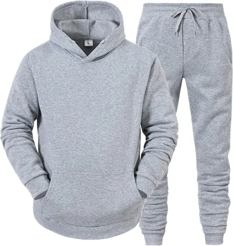 Vista 2 de WZPIMT Conjunto deportivo unisex de 2 piezas para mujeres y hombres, sudadera de manga larga con capucha y pantalones deportivos con bolsillos