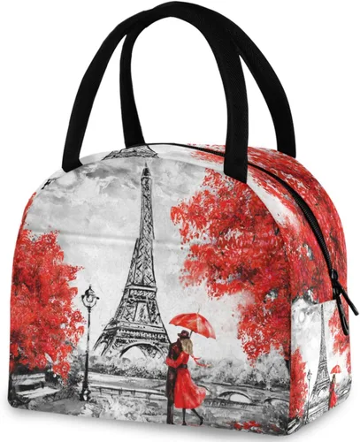 Vista 29 de Bolsa de almuerzo reutilizable para Halloween, colores arcoíris, murciélagos, estrellas, bolsa térmica aislada para el regreso a la escuela