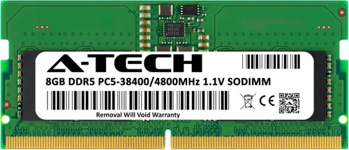 Vista 3 de A-Tech 8GB DDR5 4800MHz PC5-38400 CL40 SODIMM 1.1V Memoria RAM de 1.1V sin ECC sin búfer SO-DIMM de 262 pines para actualización de memoria
