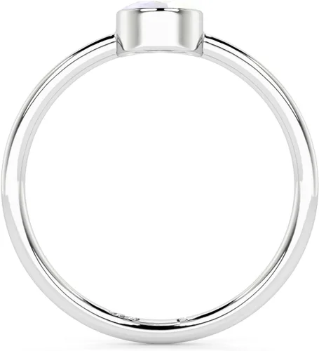 Vista 5 de Anillo apilable de piedra lunar arcoíris natural para mujer en plata esterlina, piedra natal de junio, regalos para ella (redondo, ovalado, pera)