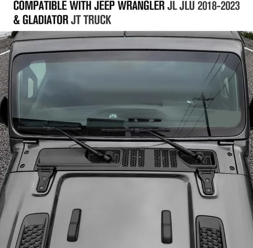 Vista 6 de JeCar Cubiertas de bisagra de capó, accesorios exteriores compatibles con Jeep Wrangler JL JLU 2018-2023, color negro