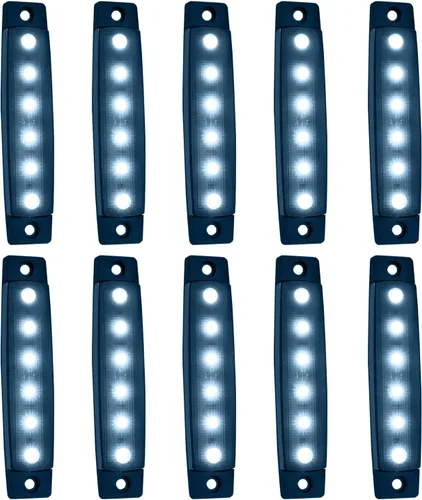 Vista 10 de Paquete de 10 Luces Laterales Marcadoras de Remolque LED Ámbar DC 12V de 3.8" con 6 LED, Barra de Luz de Separación, Tira de Luz Indicadora de Señal