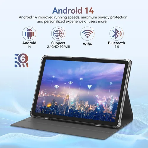 Vista 5 de Tableta Android 2026, tabletas de 10 pulgadas (4+4) GB RAM 64GB ROM 1TB Expand, tabletas 2 en 1 con teclado, funda, lápiz capacitivo, tableta PC